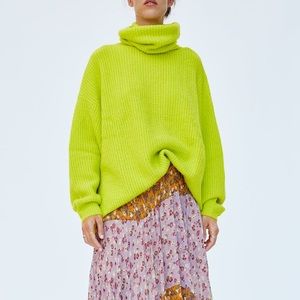 zara neon yellow turtleneck